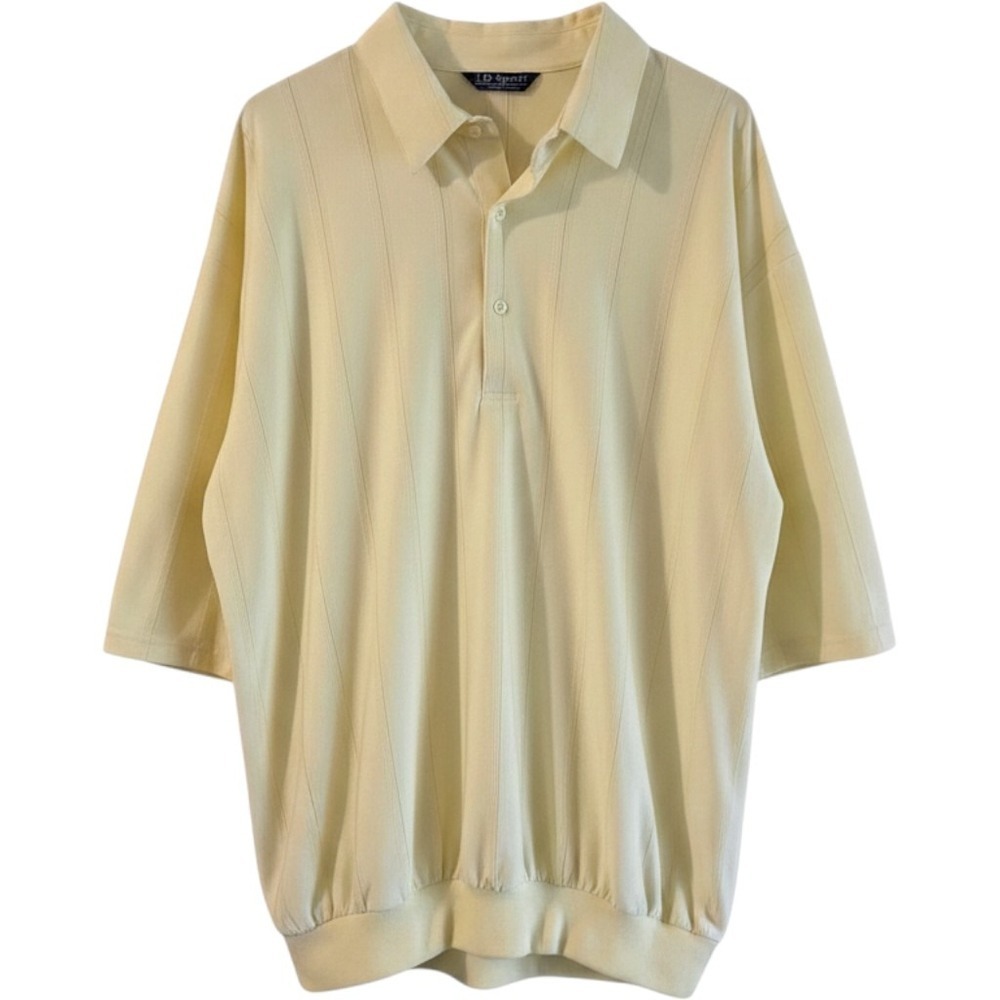 Mens Polo Shirt Size 2X Yellow Banded Bottom Polo Shirt Short Sleeve